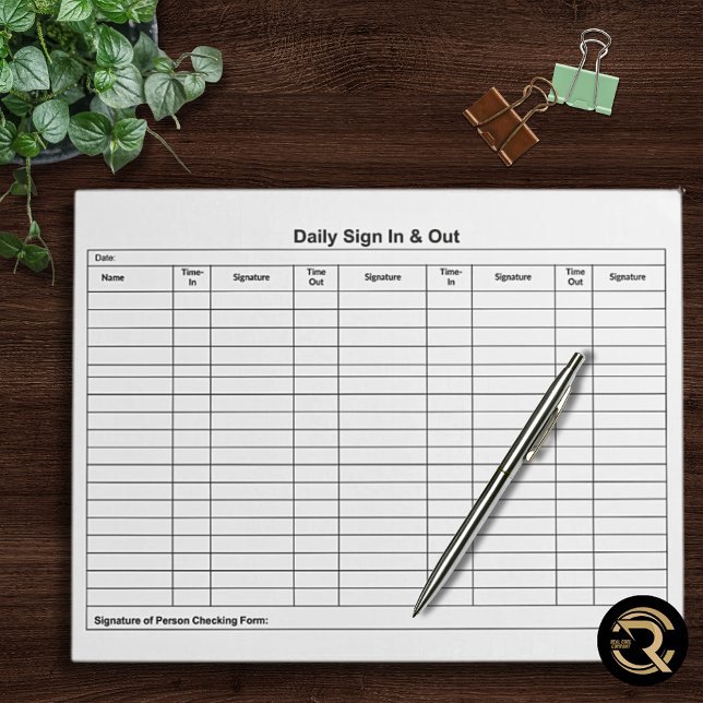 Bloc De Notas Visitor Sign In Sign Out Tracker (Subido por el creador)