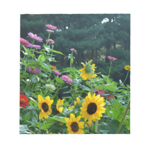 Bloc De Notas Vista del jardín- girasol, margaritas, cosmos