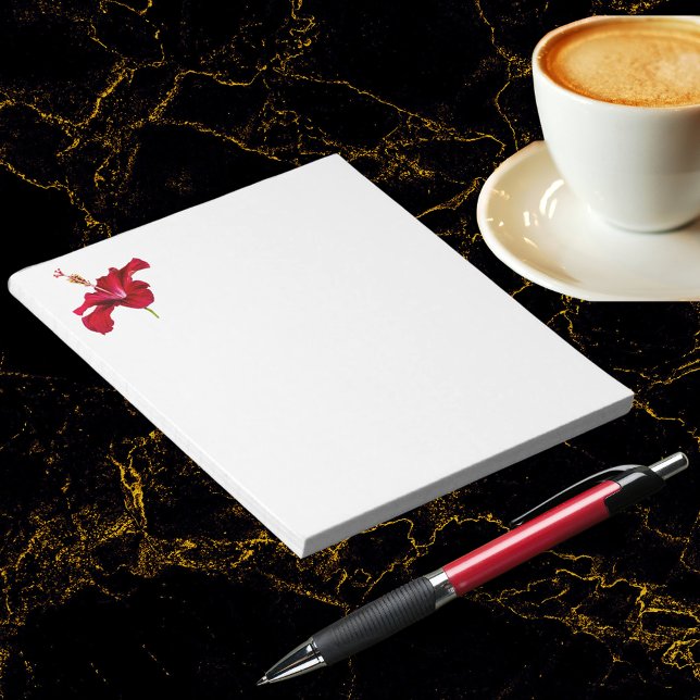 Bloc De Notas Vista lateral de las flores rojas de Hibiscus (Red Hibiscus Flower Side View Notepad)