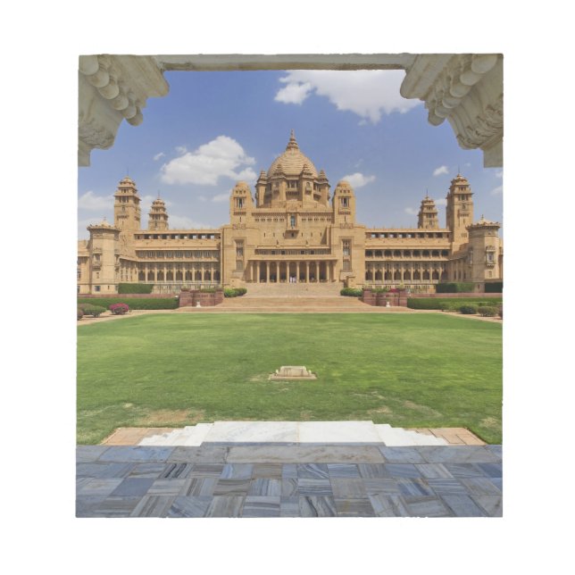 Bloc De Notas Vista trasera del hotel Umaid Bhawan Palace, Jodjp (Frente)