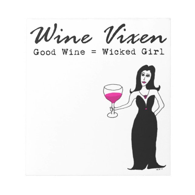 Bloc De Notas Vixen de vino "Vino bueno = Chica malvado" (Frente)