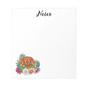 Bloc De Notas Vizsla Húngaro Con Flores Coloridas Y Texto