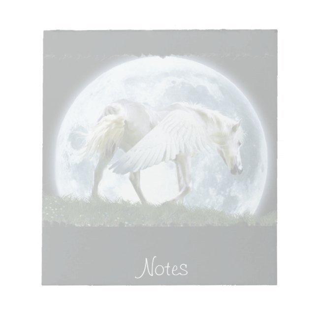 Bloc De Notas Walking White Pegasus & Full Moon Fantasy Notepad (Frente)
