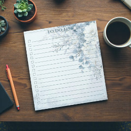 Bloc De Notas Watercolor Blue Rose To Do List Pretty Floral