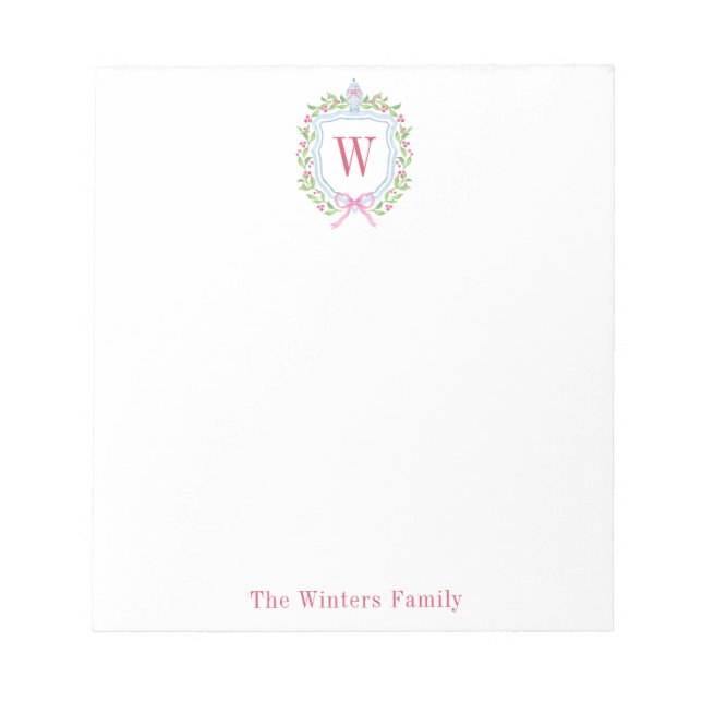 Bloc De Notas Watercolor Chinoiserie Ginger Jar Monograma Escudo (Frente)