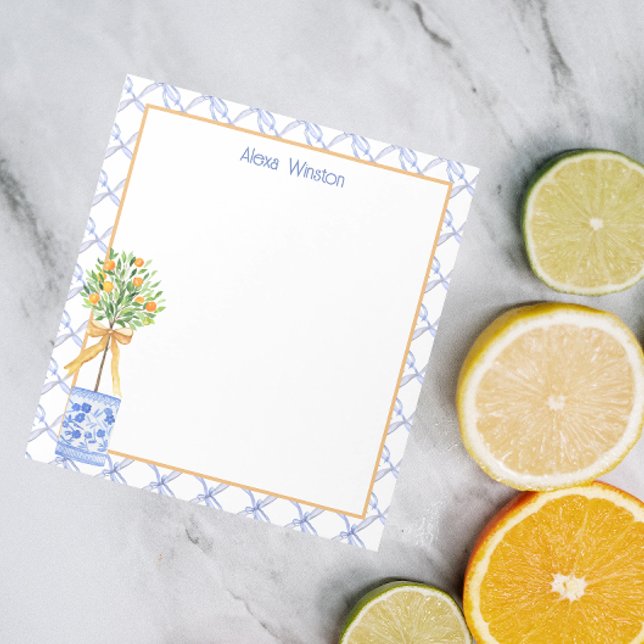 Bloc De Notas Watercolor Chinoiserie Naranja Tree Topiary (Subido por el creador)