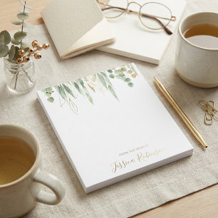 Bloc De Notas Watercolor Eucalyptus Greenery Personalizado
