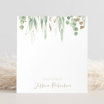 Bloc De Notas Watercolor Eucalyptus Greenery Personalizado<br><div class="desc">Crea tu propio bloc de notas de color de agua personalizado para el eucalipto verde con tu nombre personalizado.</div>