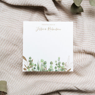 Bloc De Notas Watercolor Eucalyptus Greenery Personalizado