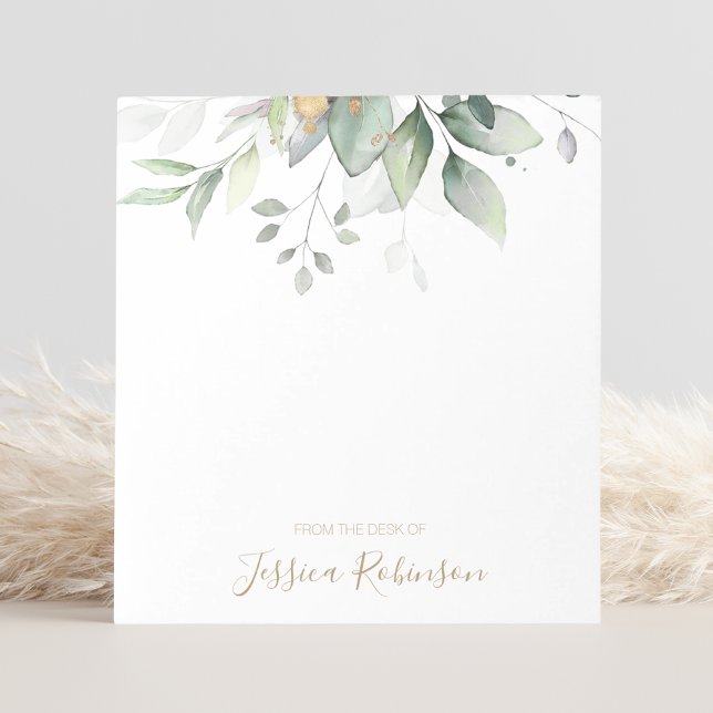 Bloc De Notas Watercolor Eucalyptus Greenery Personalizado (Subido por el creador)