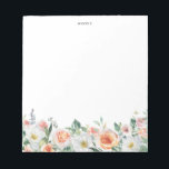 Bloc De Notas Watercolor Garden Rosas Garland Personalizado<br><div class="desc">Un cuaderno elegante y caprichoso con una acuarela compuesta por rosas del jardín,  rosas de col,  flores blancas y follaje. Será un acento femenino perfecto para tu oficina. Personalice agregando un nombre o una frase corta.</div>