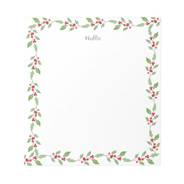 Bloc De Notas Watercolor Holly Garland (Frente)