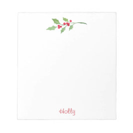 Bloc De Notas Watercolor Holly Sprig