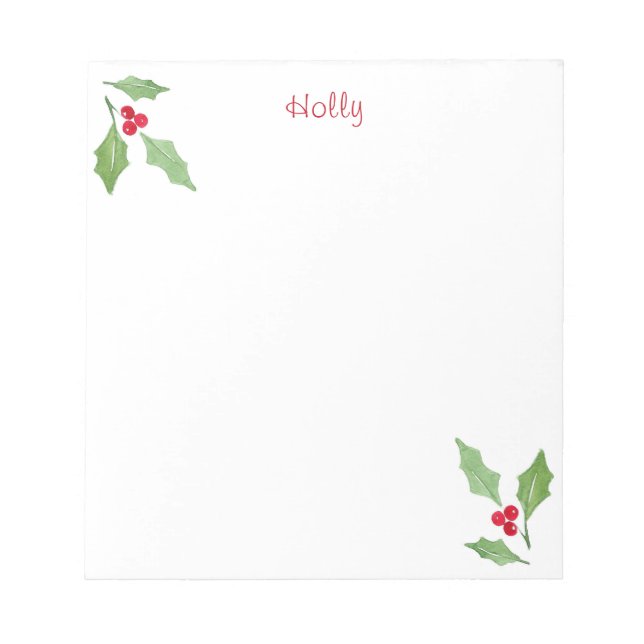Bloc De Notas Watercolor Holly Sprig 2 (Frente)