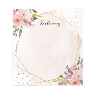 Bloc De Notas Watercolor Rubor Floral Pesonalized