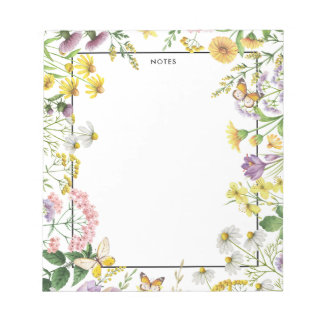 Bloc De Notas Watercolor Vintage Wildflowers Garden Personalizad