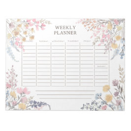 Bloc De Notas Watercolor Wildflowers planificador semanal Notepa