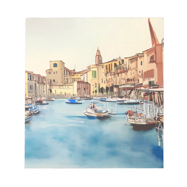 Bloc De Notas Waterfront And Boats In The Harbour, Italian (Frente)