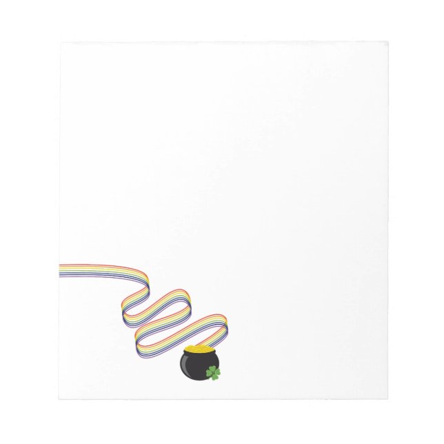 Bloc De Notas Wavy Rainbow Stripes Leading to Pot of Gold (Frente)