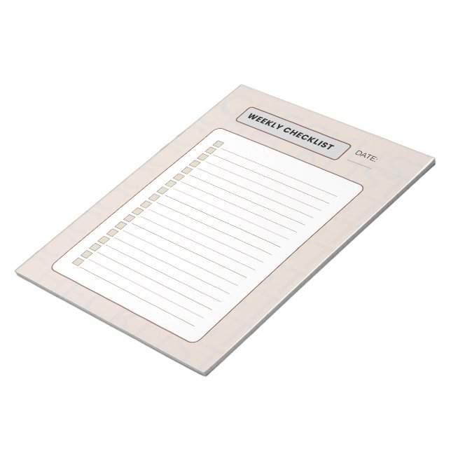 Bloc De Notas Weekly Checklist Planner  (Lado Derecho)