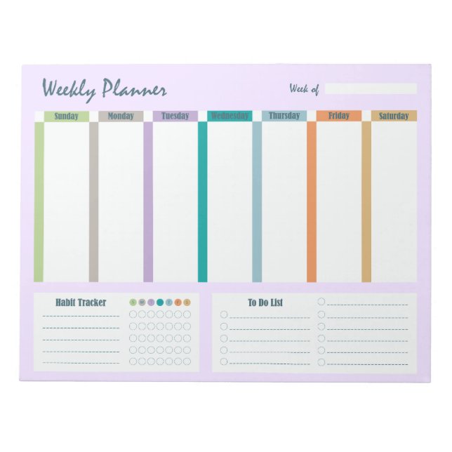 Bloc De Notas Weekly Planner Habit Tracker To Do List Notepad (Frente)
