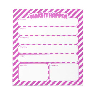 Bloc De Notas Weekly Planner Notepad - Pink Striped