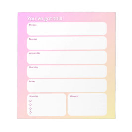 Bloc De Notas Weekly Planner Notepad – Weekday Layout