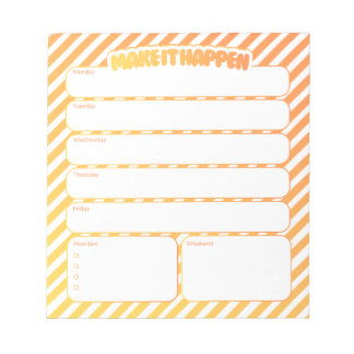 Bloc De Notas Weekly Planner Notepad - Yellow Striped