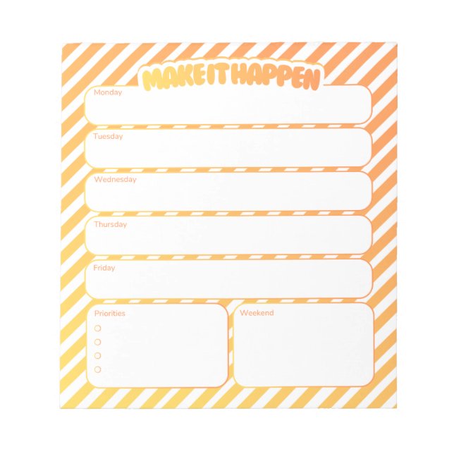 Bloc De Notas Weekly Planner Notepad - Yellow Striped (Frente)