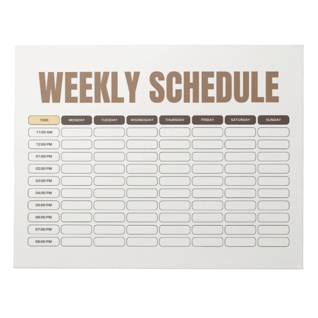 Bloc De Notas Weekly Schedule Planner Minimal Beige Grid (Frente)