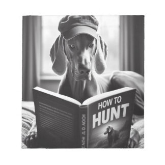 Bloc De Notas Weimaraner lee un libro sobre cómo cazar