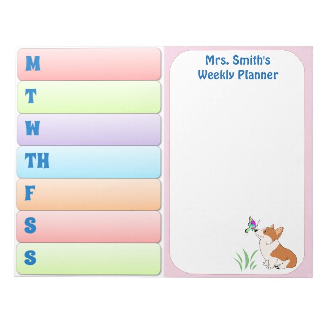 Bloc De Notas Welsh Corgi Weekly Planner (Frente)