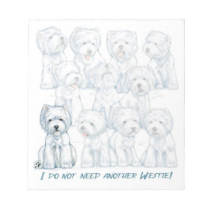 Bloc De Notas Westie "Sit Stay" Nota Pad de Borgo