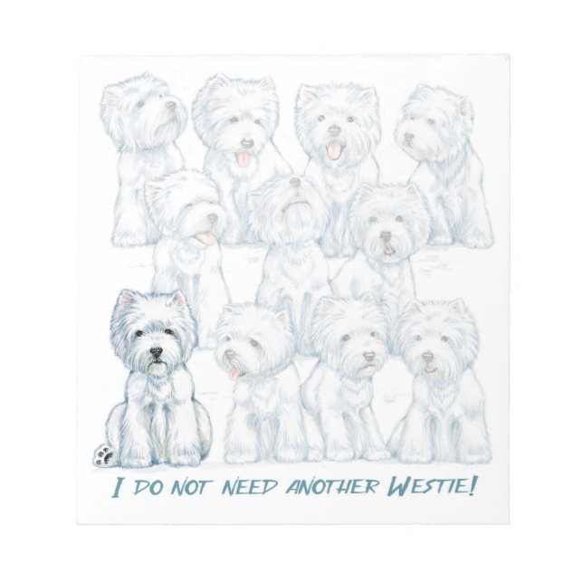 Bloc De Notas Westie "Sit Stay" Nota Pad de Borgo (Frente)