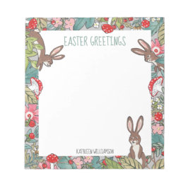 Bloc De Notas Whimsical Bunny Rabbit Mushroom Easter Personaliza