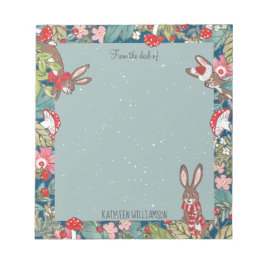 Bloc De Notas Whimsical Bunny Rabbit Mushroom Woodland Navidades