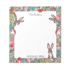 Bloc De Notas Whimsical Bunny Rabbit Mushroom Woodland Personali