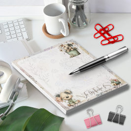 Bloc De Notas Whimsical Dog Flower Bucket – Pastel Garden Design