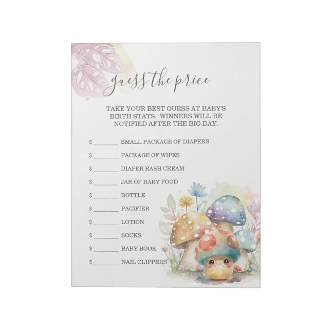 Bloc De Notas Whimsical Mushroom adivina el precio (Lado Izquierdo)