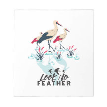 Whimsical Stork Pun Art - 'Look No Feather'