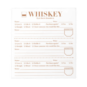 Bloc De Notas Whiskey Tracker, Whiskey Lover Drink Rating Sheet