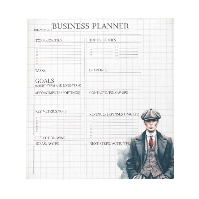 Bloc De Notas White and Black business planner  (Frente)