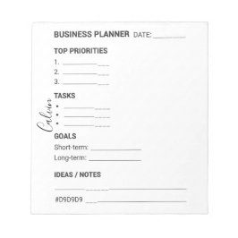 Bloc De Notas White and Black business planner Notepad