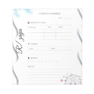 Bloc De Notas White and Black cute Fitness Planner 