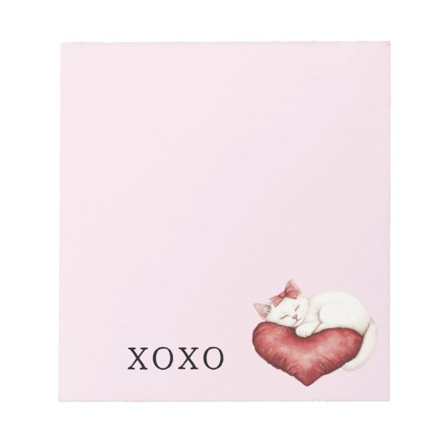 Bloc De Notas White Cat Red Heart Pillow (Frente)