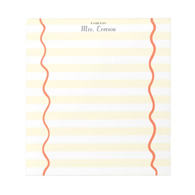 Bloc De Notas White & Yellow Stripe Teacher Notepad (Frente)