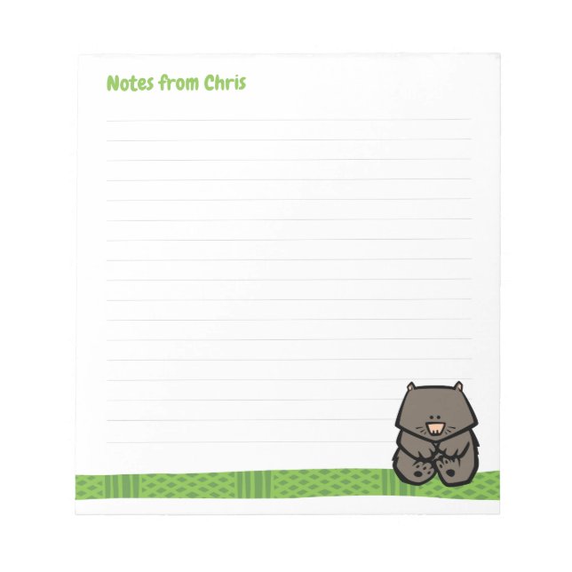 Bloc De Notas Wildlife Wombat Note Pad (Frente)