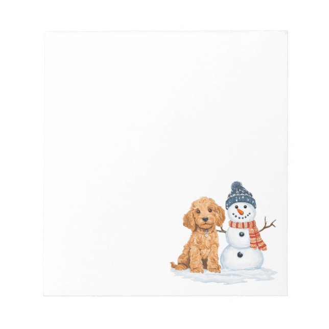 Bloc De Notas Winter Goldendoodle Dog Cute Snowman (Frente)