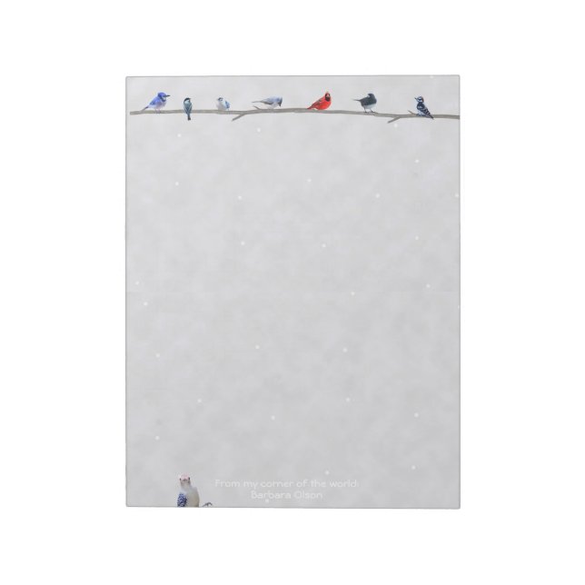 Bloc De Notas Winter Snowy Birds: notepad paper (Lado Izquierdo)