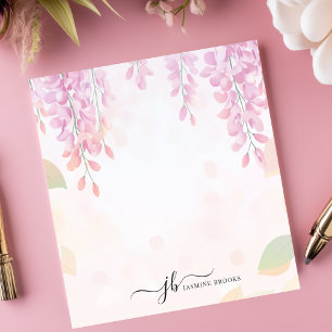 Bloc De Notas Wisteria Suave Floral Personalizada Acuarela
